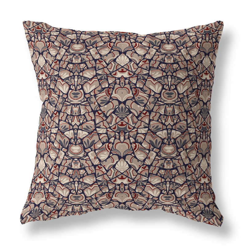 Coussin Wildflower Lagoon, H 16 po x l 16 po, Gris / orange / multicolore
