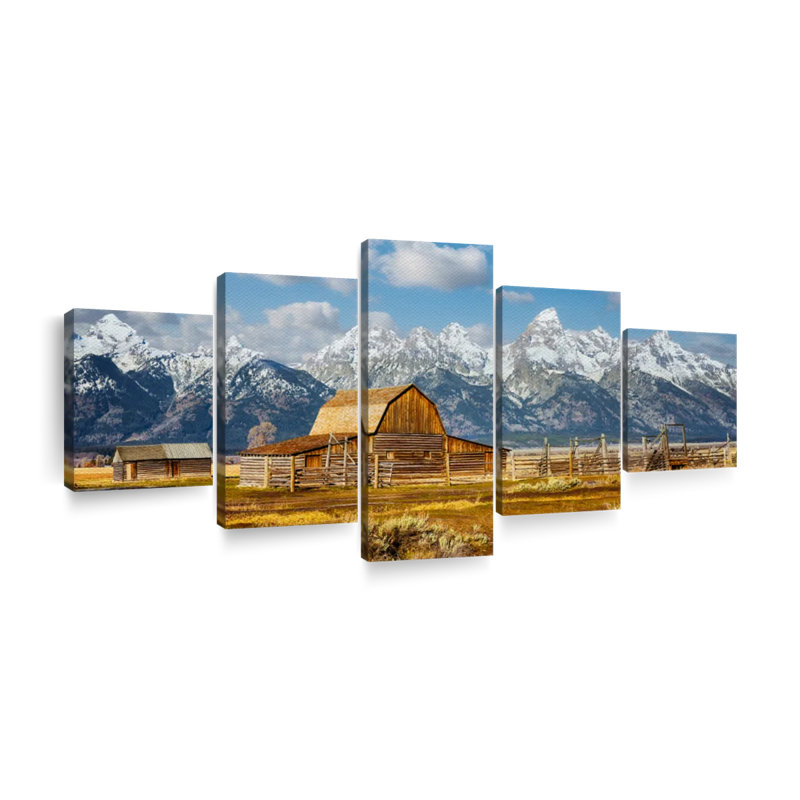 Reproduction d'art sur toile Teton Range Moulton Barn, H 42 po x l 92 po x P 1,25 po