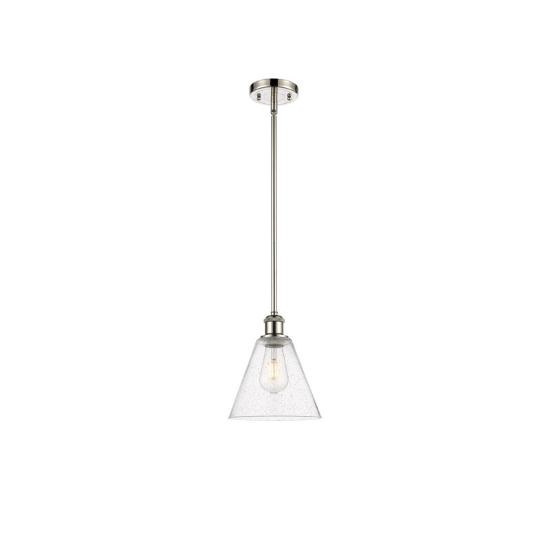 Luminaire suspendu en forme de globe à 1 lumière Anairis, Ampoule non incluse, H 42,75 po x l 8 po x P 8 po, Nickel poli