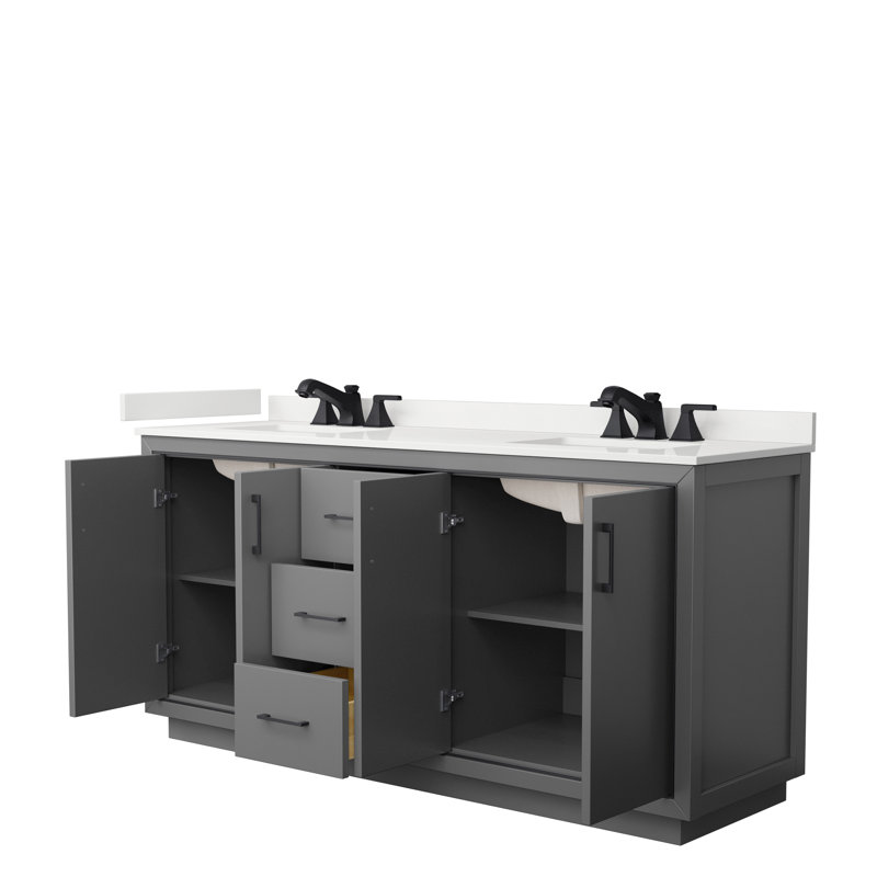 72'' W Double Vanity, WDX13332, Dark Gray, Brushed Nickel