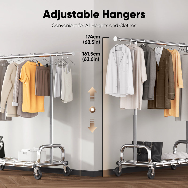 Adjustable Rolling Clothing Rack