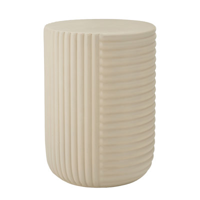 Janet Outdoor Handcrafted MGO Side Table with Sculptural Ribbed Design