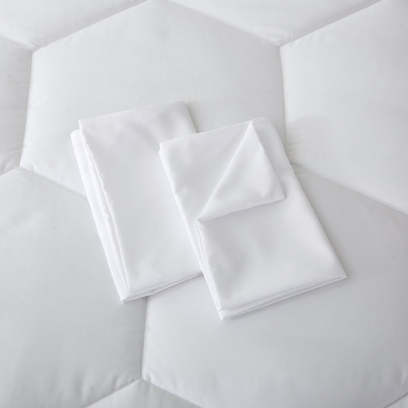 Ensemble d'édredon surdimensionné en microfibre Better Style Home, Édredon pour grand lit + 2 taies décoratives, Blanc