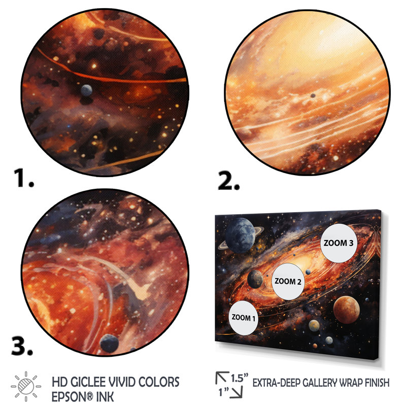 «Météores Comets Embrace I» sur toile, H 24 po x l 32 po x P 1 po, Toile tendue