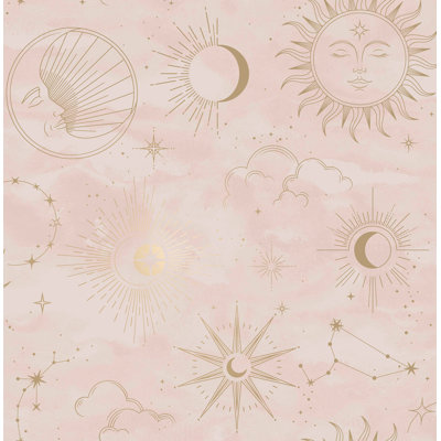 Papier peint mystique rose céleste