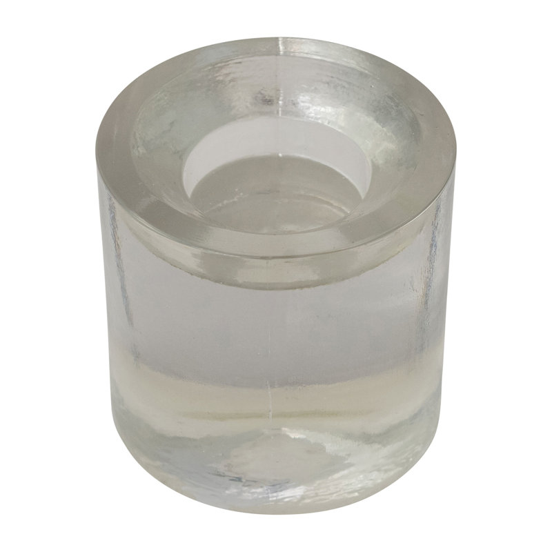Grand bougeoir rond en verre pressé