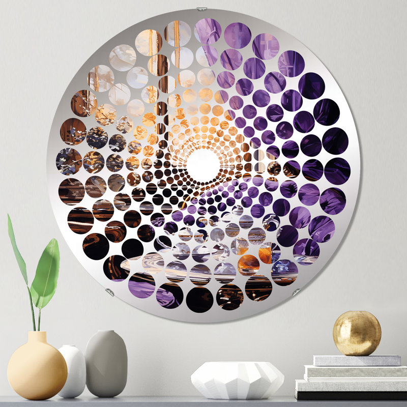 Velours viennois Tea Time I - Miroir décoratif à pois radiaux-MIR109816-Rond, 23,6 po x 23,6 po