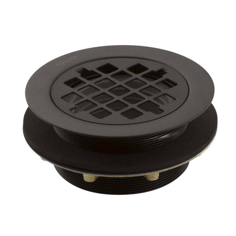 Kohler Round Shower Drain for Use with 2" Metal or Plastic Pipe, Gasket Included, Oil Rubbed Bronze