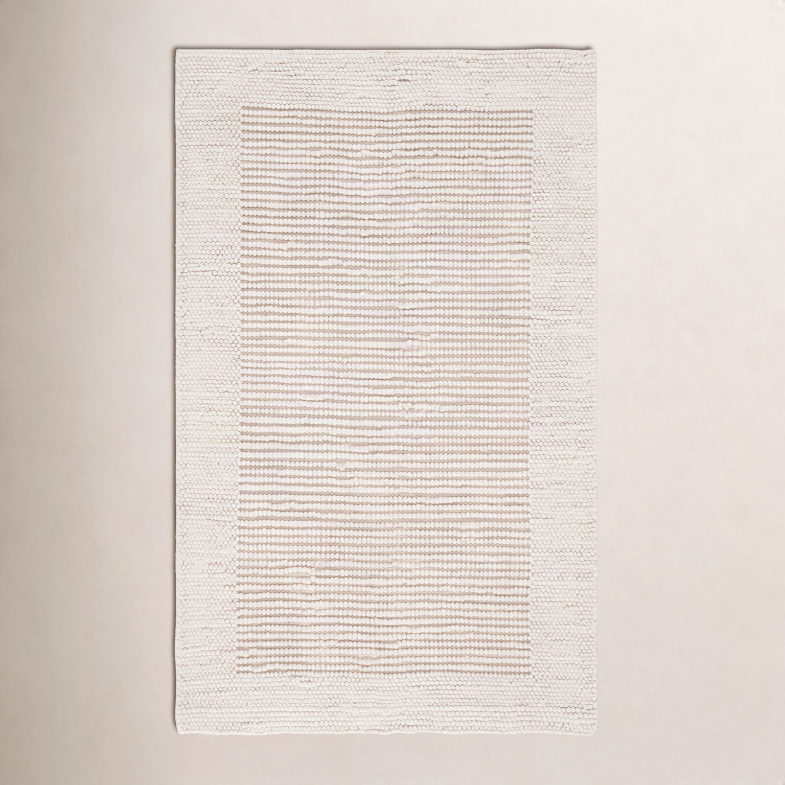 Burdick Ivory Beige Hand-Woven Wool Rug, Rectangle 8' x 10'