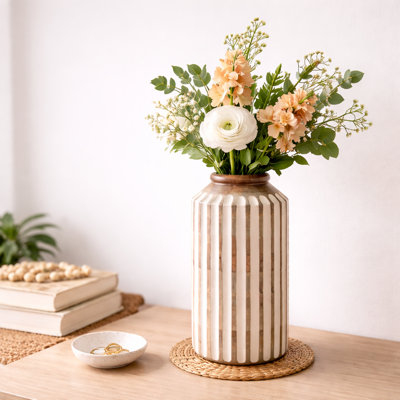 Vase en bois | Vase décoratif en bois fabriqué à la main pour la décoration intérieure | 7 x 14 po 