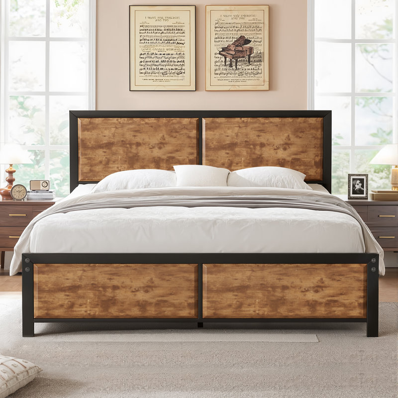Twin Bed Frame, Double (4'6), Rustic Brown