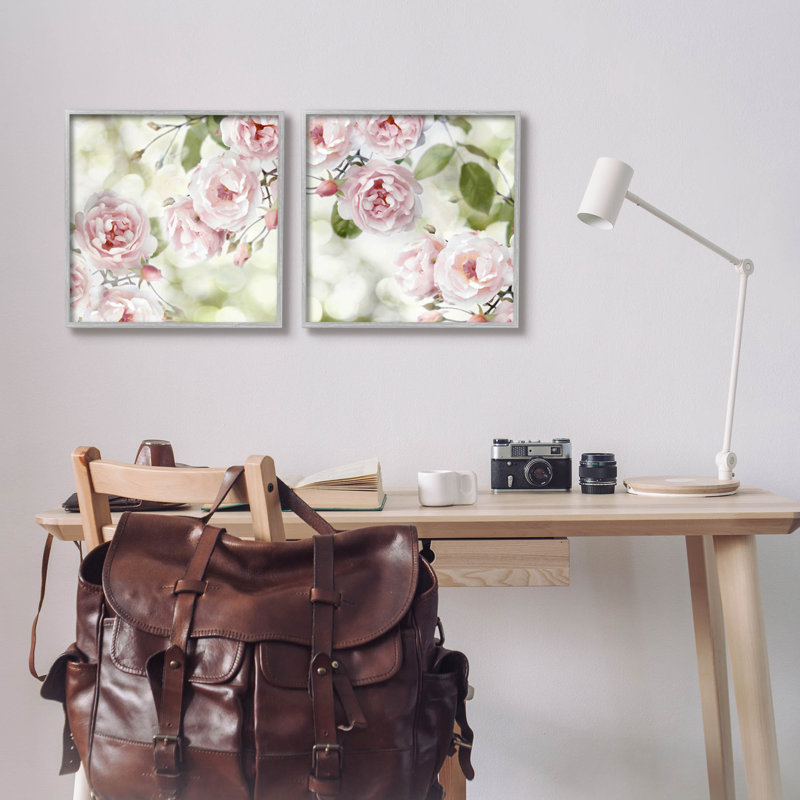 «Blooming Rose Bush Floral Nature», ensemble de 2 giclées par Joanna Lane, H 17 po x l 17 po x P 1,5 po