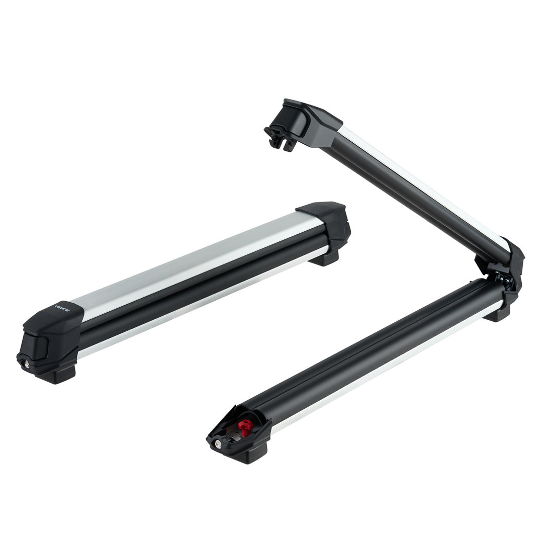 Ski & Snowboard Roof Rack, Carry up to 6 Pairs of Skis or 4 Snowboards, 2 PCS Aluminum Universal Car Roof Rack with Lock & Rubber Padding, Carrier for