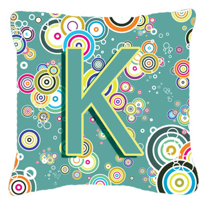 Monogramme initiale cercle cercle intérieur/extérieur Throw Pillow