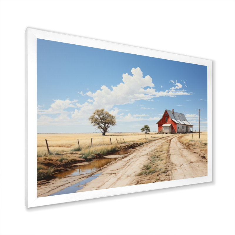 «Martiza Farmhouse Minimalisme Path II», reproduction, Cadre simple blanc, H 30 po x l 40 po x P 1,5 po