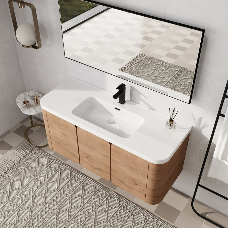 Meuble-lavabo mural simple 48 po avec plateau en résine, 48"