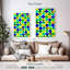 Avery bleu jaune vert abstrait à motif de peinture fluide-108442538