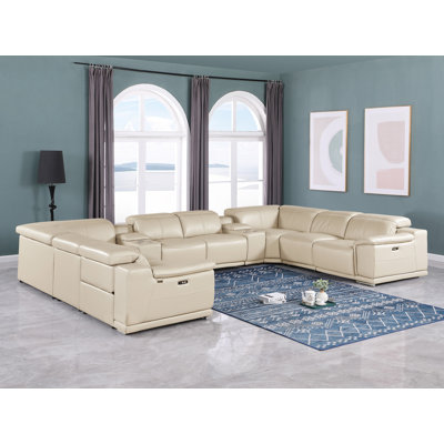 Canapé modulaire en cuir italien 4 pièces Leslye