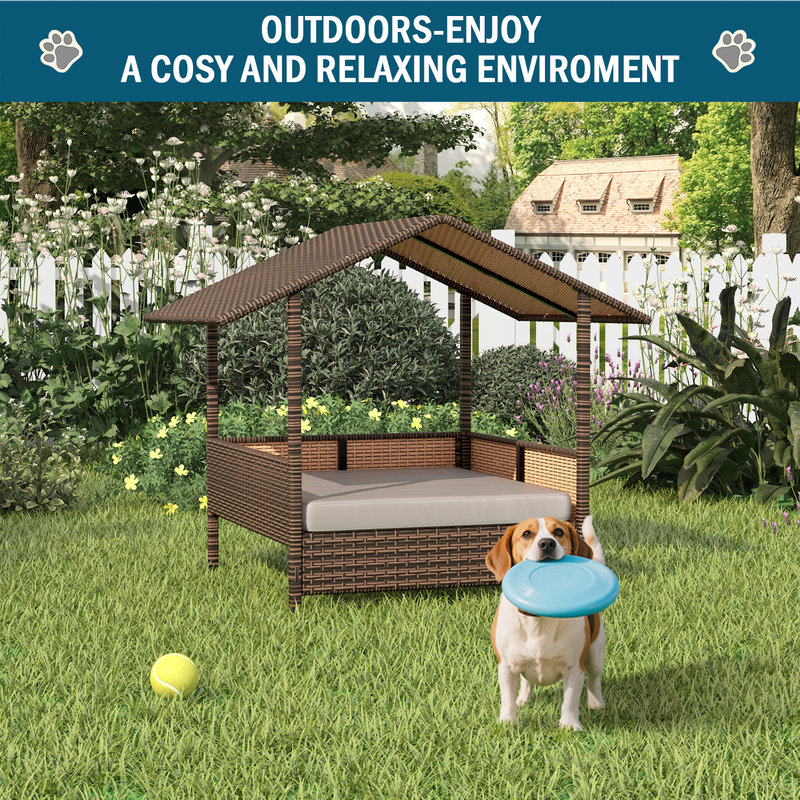 Niche pour chien en rotin, Brun