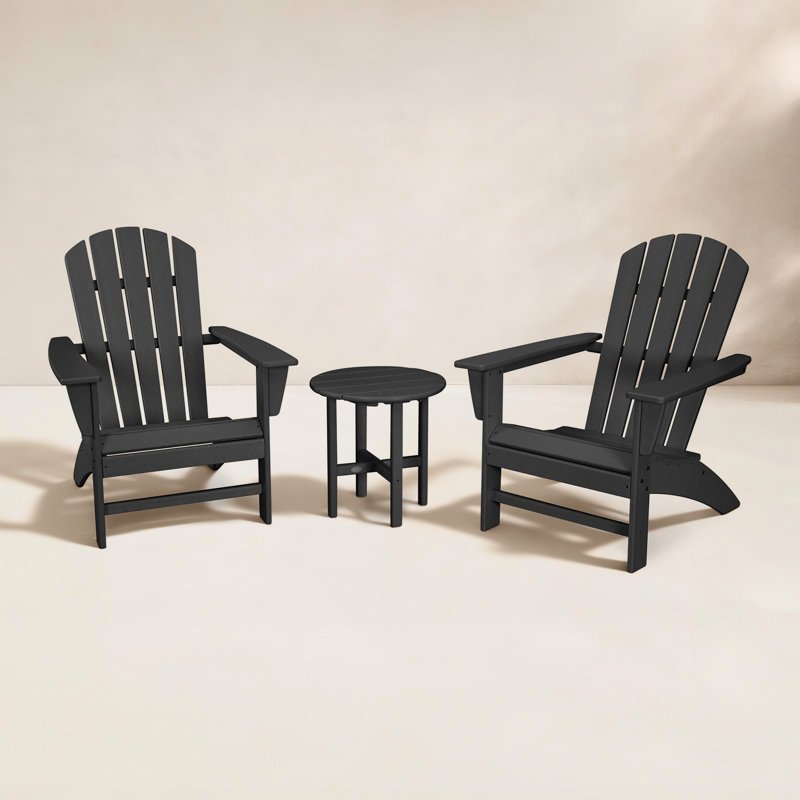 Nautical 3-Piece Adirondack Set, Black