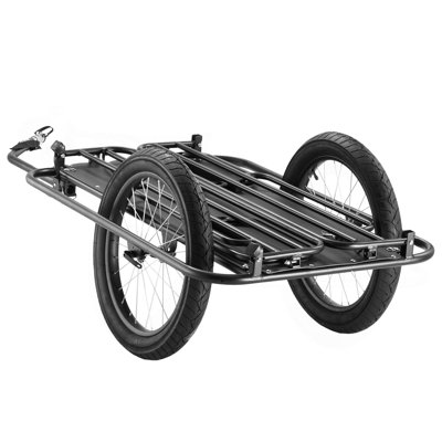 Remorque de cargaison de vélo, capacité de charge de 275 lb, chariot de chariot à vélo robuste, rangement compact pliable et attache rapide avec attelage universel, roues de 20 po, convient à la plupart des roues de vélo, cadre en acier au carbone