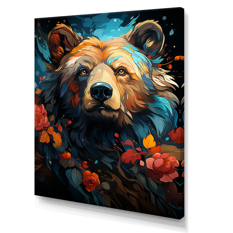 Pop Art, impression d'ours grizzly - 106913, H 40 po x l 30 po x P 1,5 po, Toile tendue