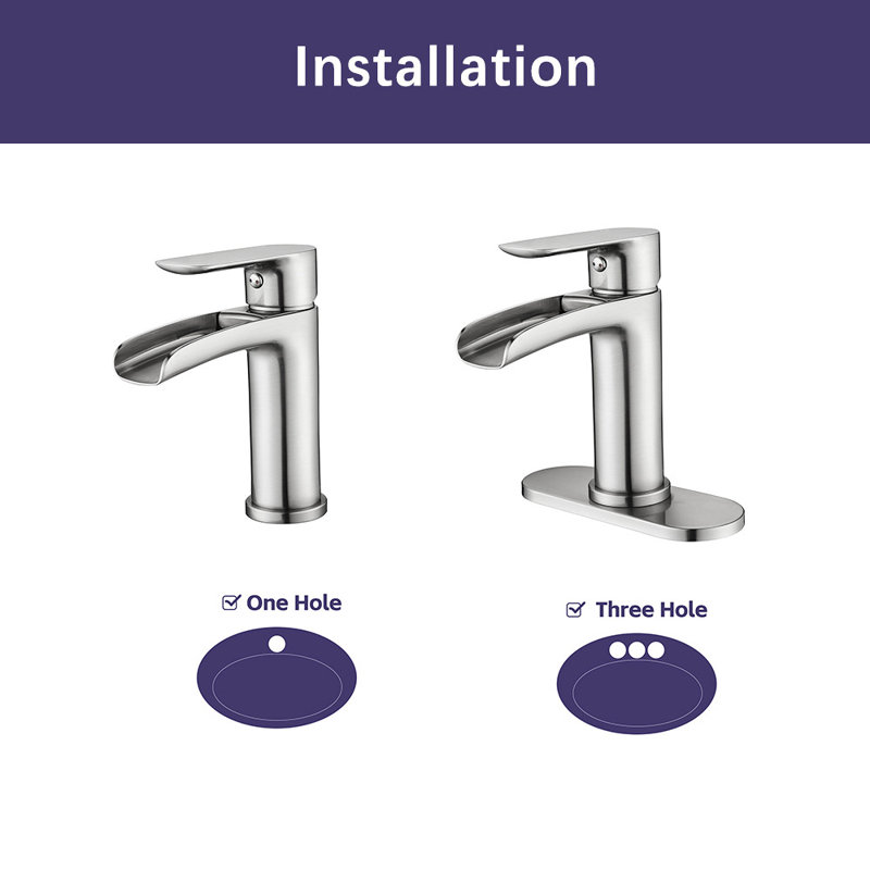 Single Lever Bathroom Sink Faucet with Deck Plate and Pop-Up Drain in Brushed Nickel, Brushed Nickel