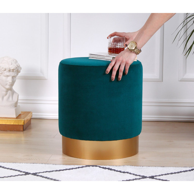 Aisah 40Cm Wide Round Pouffe Ottoman, Teal