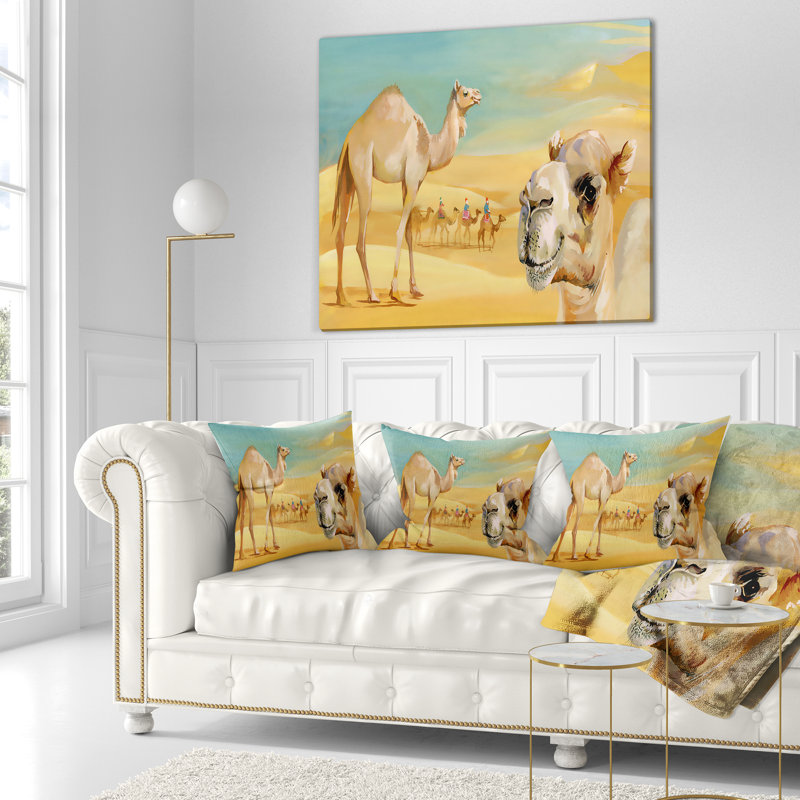 Oreiller en ivoire aquarelle animal, 16 po x 1 po, Coussin décoratif