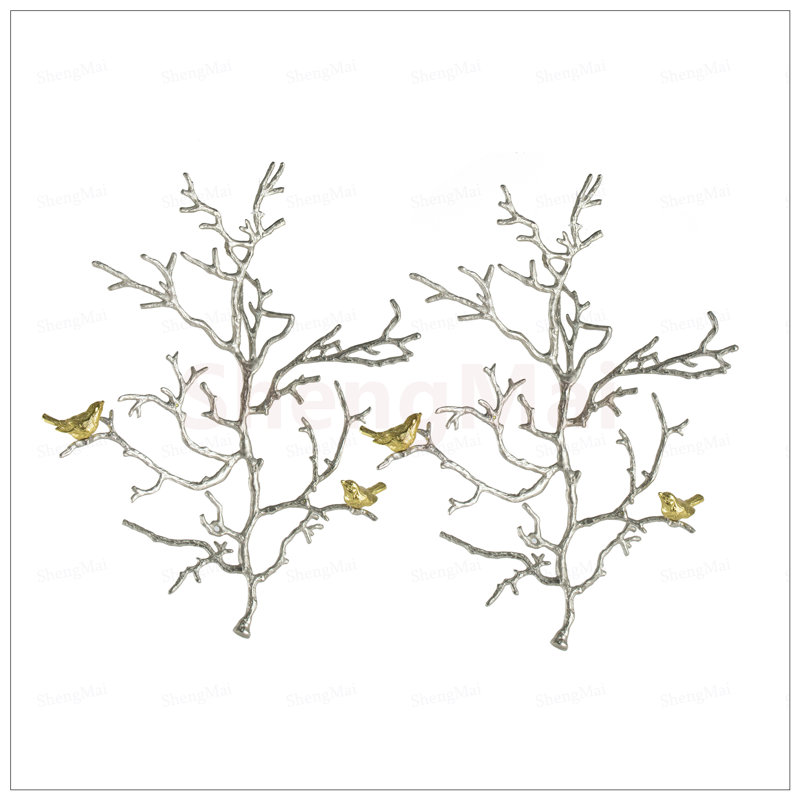 Élégantes sculptures murales en métal avec accents d'oiseaux, ensemble de 2, parfaites pour un décor moderne et inspiré de la nature