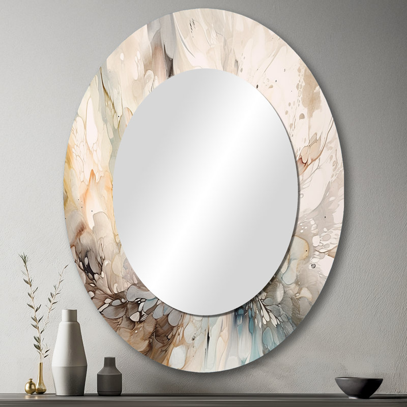 Miroir mural ovale blanc et gris, 43 po x 33 po