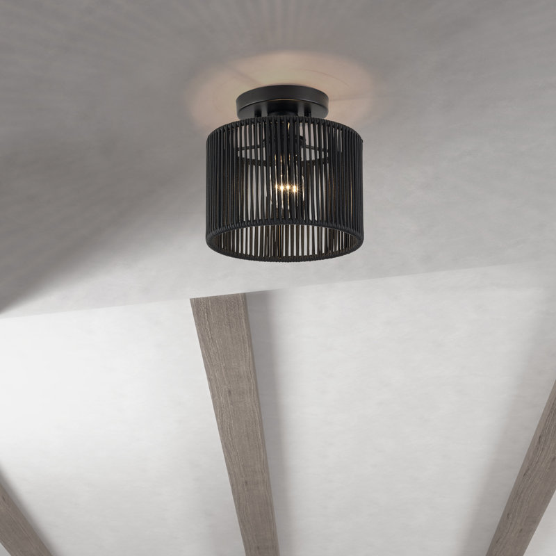 Acordia Black Small Semi-flush, 8.25" H x 8.5" W x 8.5" D, Black, Matte Black