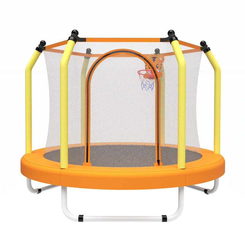 Trampoline polyvalent pour enfants avec des caractéristiques de sécurité et une puissance de rebond élevée, Noir / Jaune