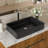 Black Ceramic Rectangular Bathroom Sink 24"X16" - Design For Bathroom, Restaurant, Office Use Modern Vessel Arc Beautiful, Low Water Absorption, Indoor Spaces