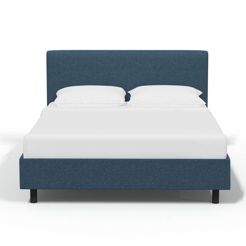 Eisley Upholstered Platform Bed, Twin, Zuma Navy Textured Linen