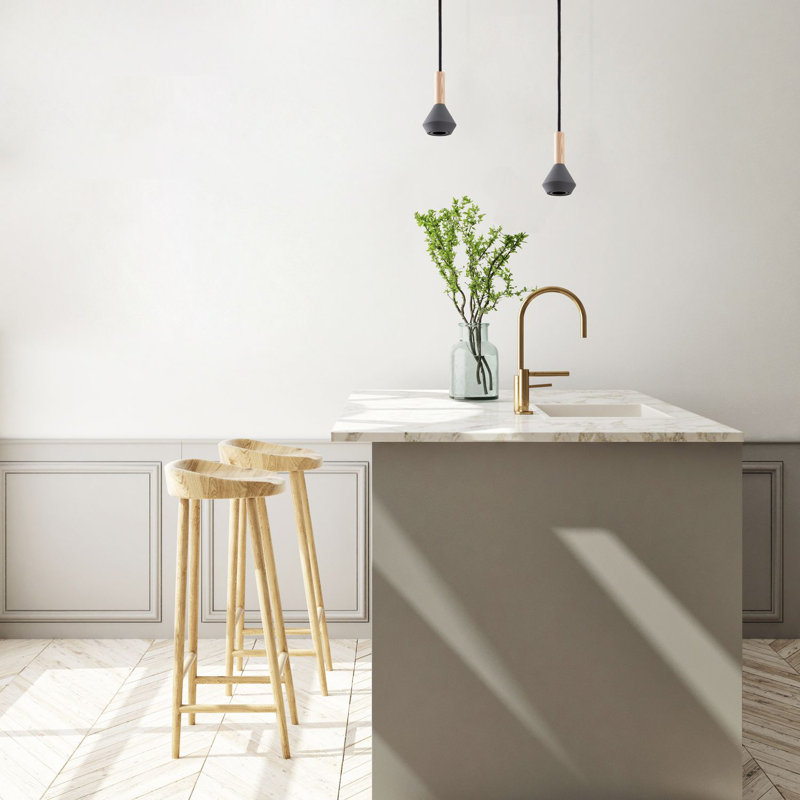 Bagan 1-Light Geometric Pendant, Grey/Natural, 18.7cm H x 10cm W x 10cm D