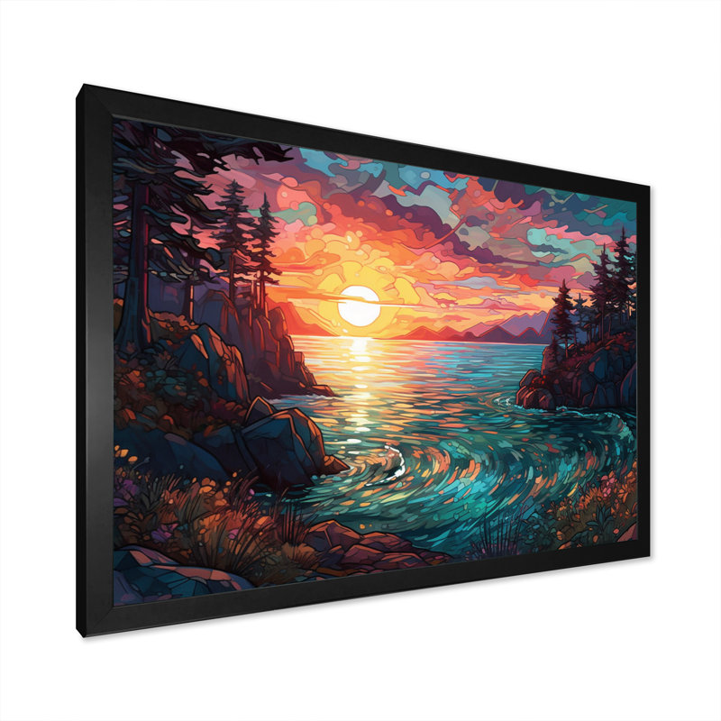 Lindenfield Rainbow Sky Shining On Lake I sur impression sur toile, H 12 po x l 20 po x P 1 po, Cadre photo noir