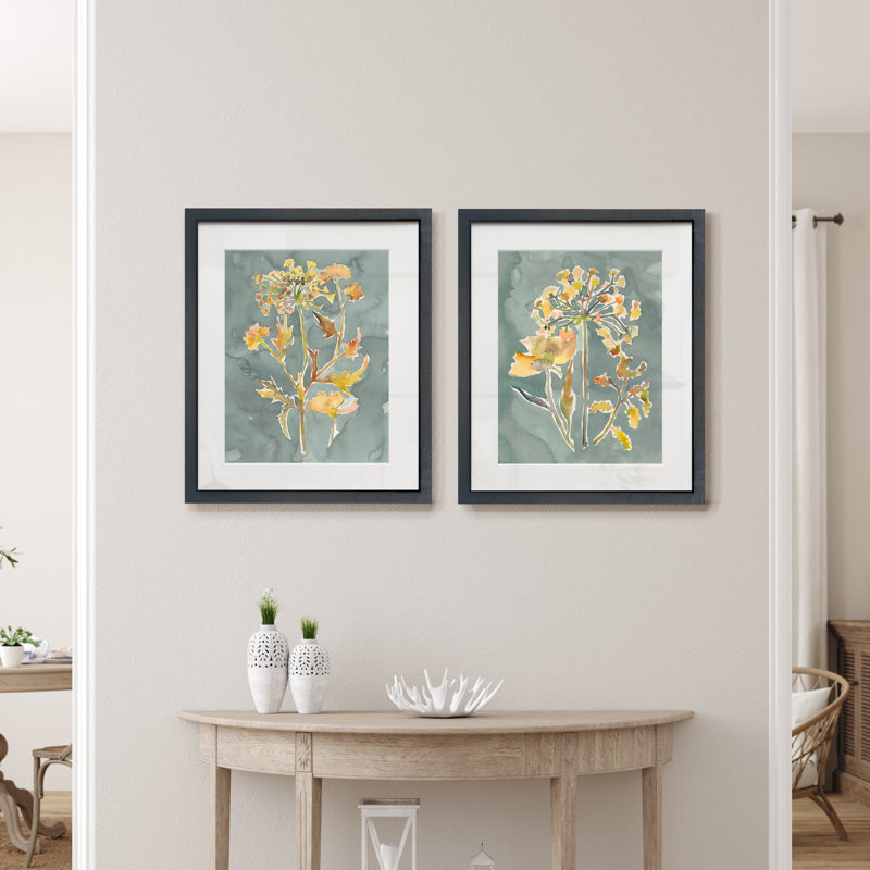 Ensemble de 2 reproductions de fleurs, reproduction d’art sur papier encadrée