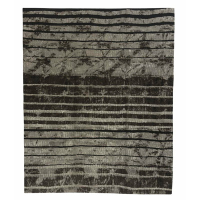 Yuki Striped Area Rug in Black/Gray/Neutral