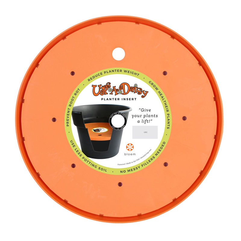 Ups-A-Daisy Round Indoor/Outdoor Planter Insert, 1" H x 15" W x 15" D, Orange