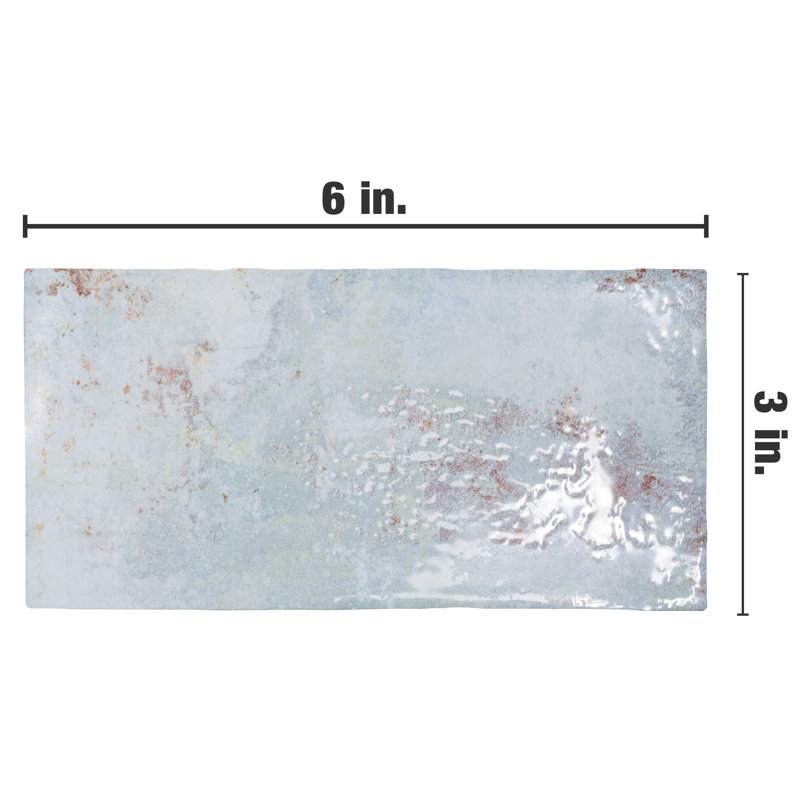Carrelage mural en céramique aspect brique 3 "x 6" Merola Tile Biarritz, Bleu
