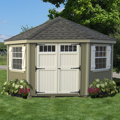 10' W x 10' D Colonial 5 Corner Shed -  Little Cottage Co., 10x10 5-SCGS-WPNK