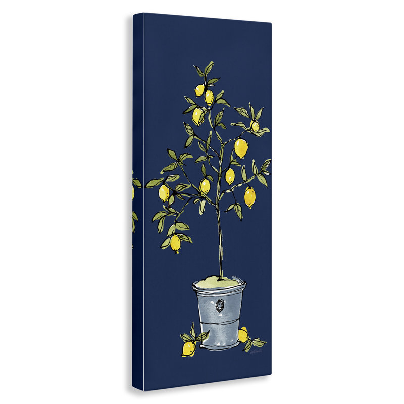Art mural citron citronnier par Anne Tavoletti, H 30 po x l 13 po