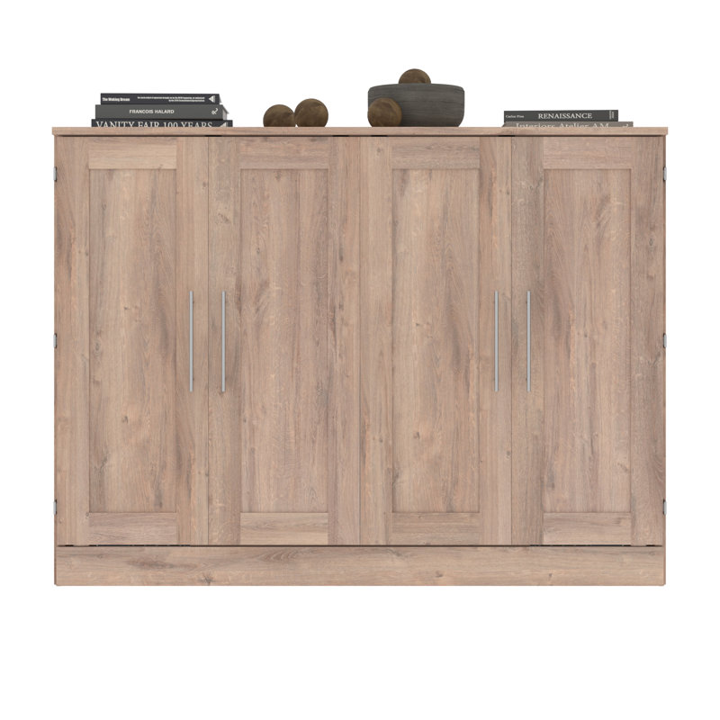 Lit armoire avec matelas Pur, Brun rustique, Double