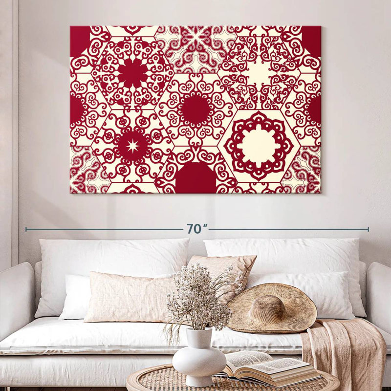 Kerner Red Hexagon Patterns, 34" H x 51" W