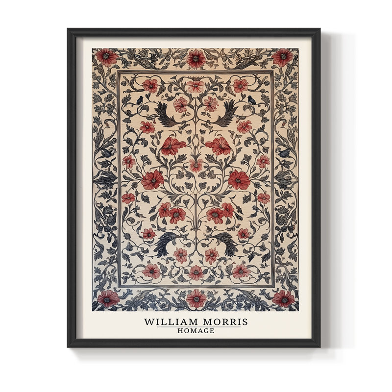 Imprimé encadré en bois massif de la série CC de William Morris, H 30 po x l 24 po, Black