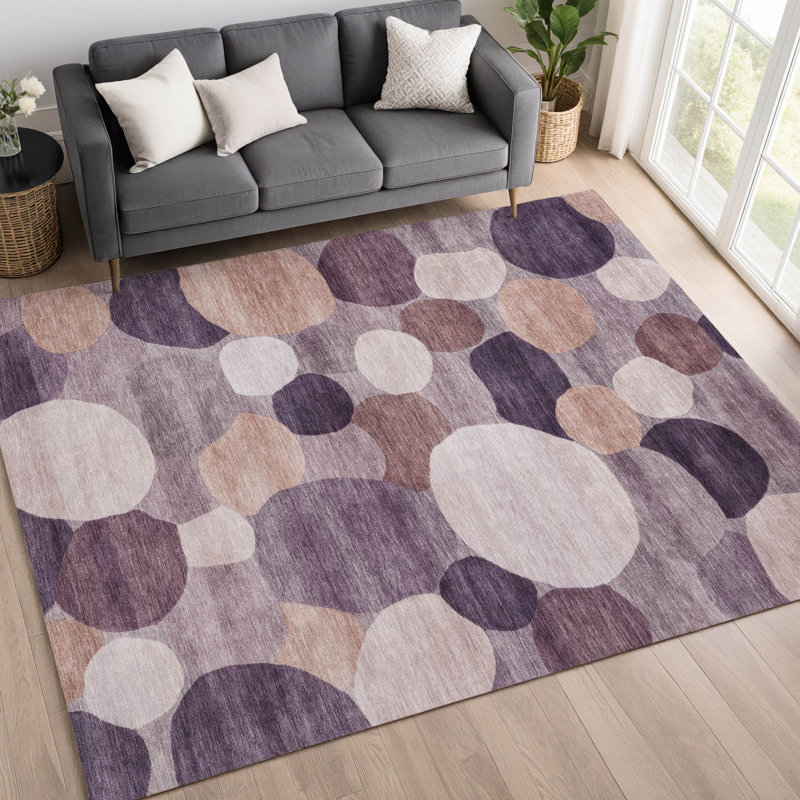 Tapis à pois Premium lavable à la machine AMF2375 Mayfield, Plum, 10 pi x 14 pi