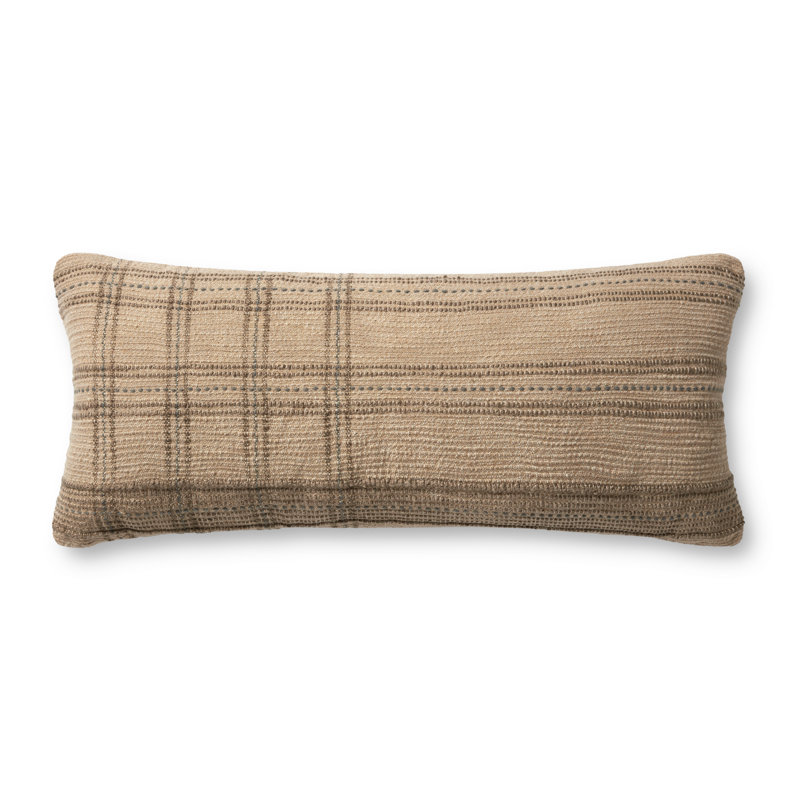 Calista Tan and Slate Plaid Lumbar Pillow with Poly Insert