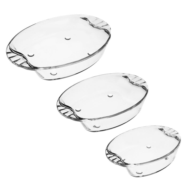 Prima Clear Cristalline Glass Oblong Oven Dish Set of 3