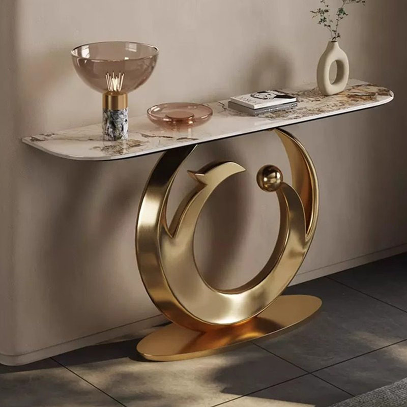 Console en acier inoxydable de style italien, H 33,4 po x l 62,9 po x P 13,7 po